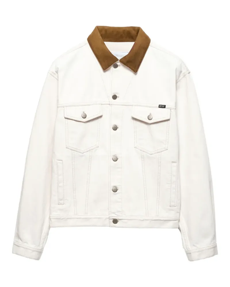 Prada Old Jeansjacke mit Lederdetails - Nude Nude