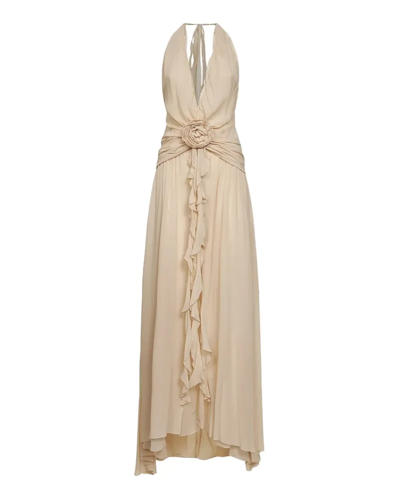 Blumarine floral-detail ruffled maxi dress - Nude Nude