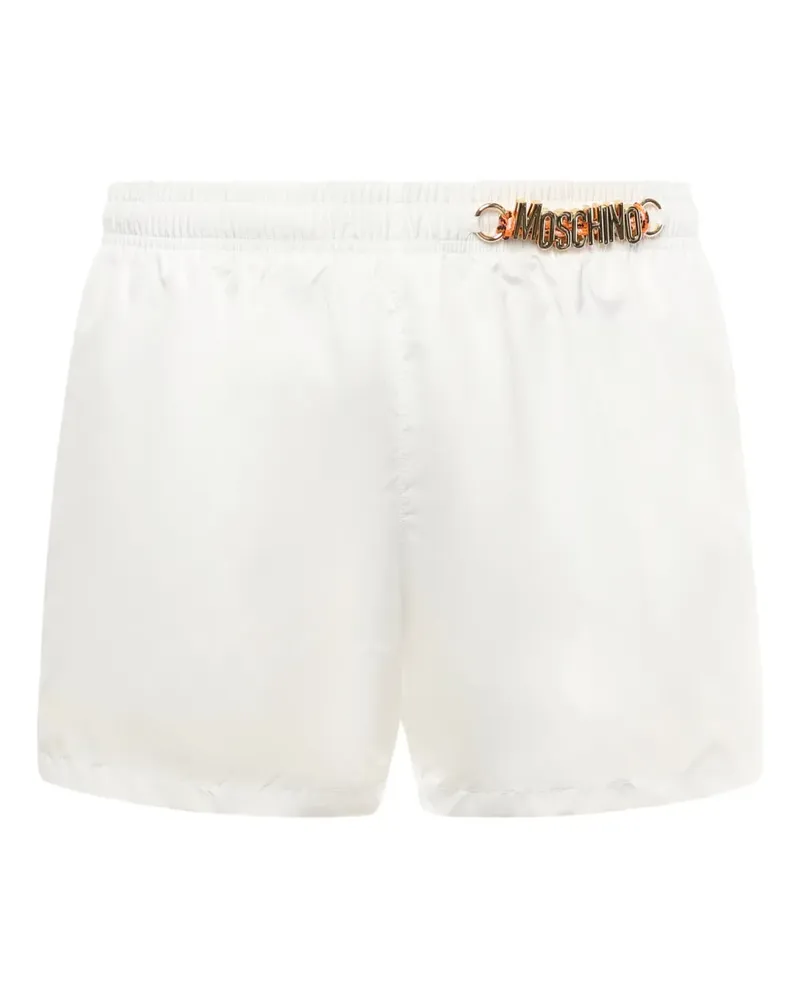 Moschino Badeshorts mit Logo-Schild - Weiß Weiß