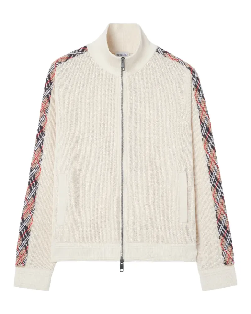Burberry Check trim cotton track jacket - Nude Nude