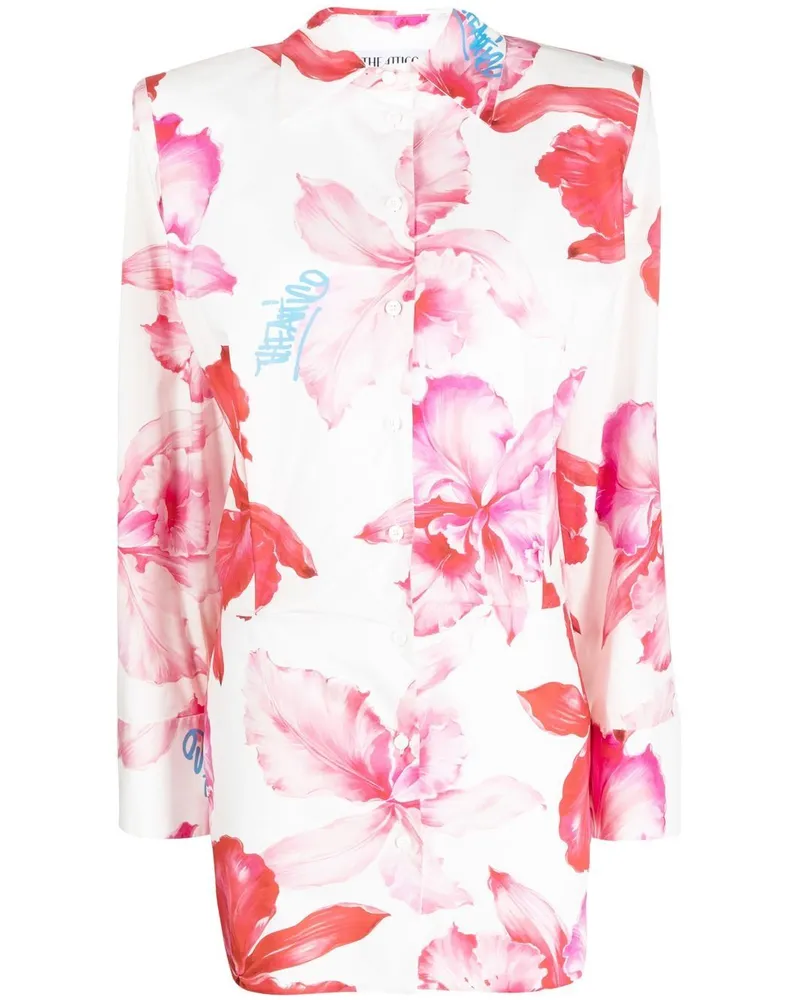 ATTICO Margot Midikleid mit Blumen-Print - Rosa Rosa