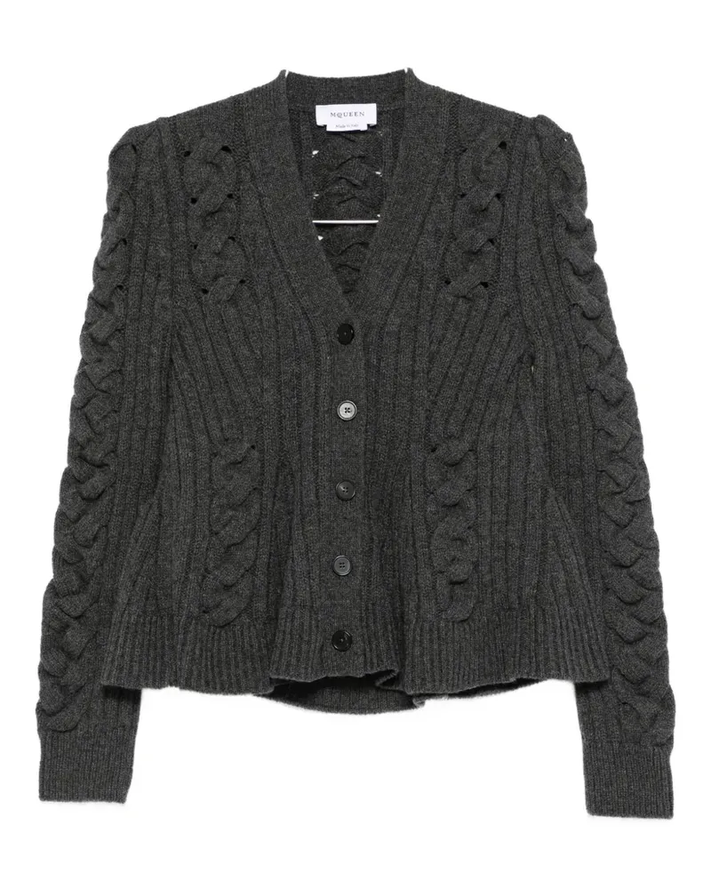 Alexander McQueen Zopfmuster-Cardigan mit Schößchen - Grau Grau