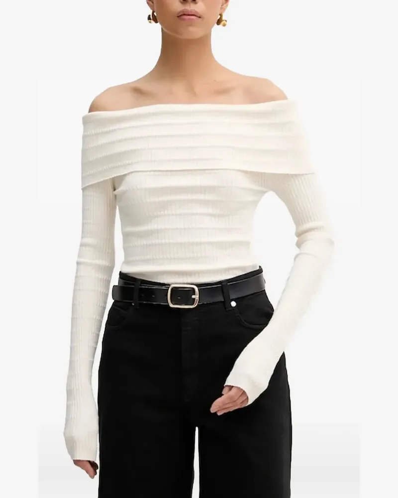 MARELLA off-the-shoulder ribbed sweater - Nude Nude