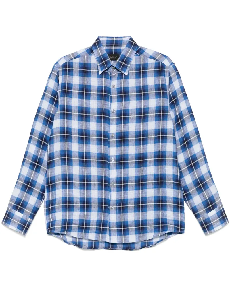 Brioni Hemd mit Karomuster - Blau Blau