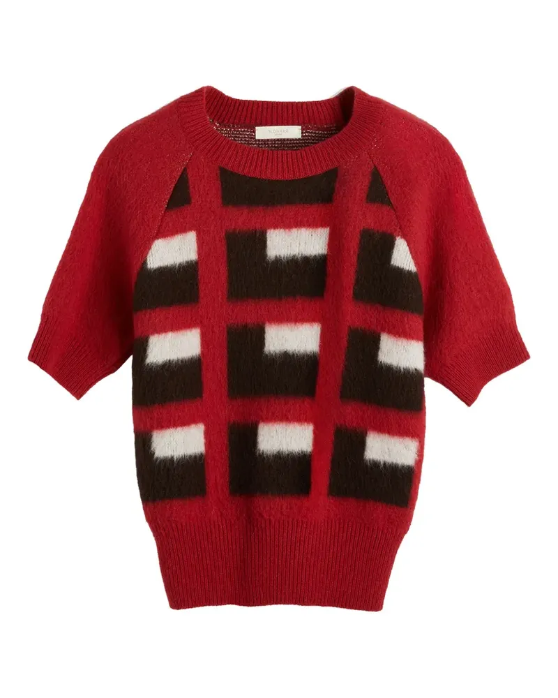 Slowear Kurzärmeliger Jacquard-Pullover - Rot Rot