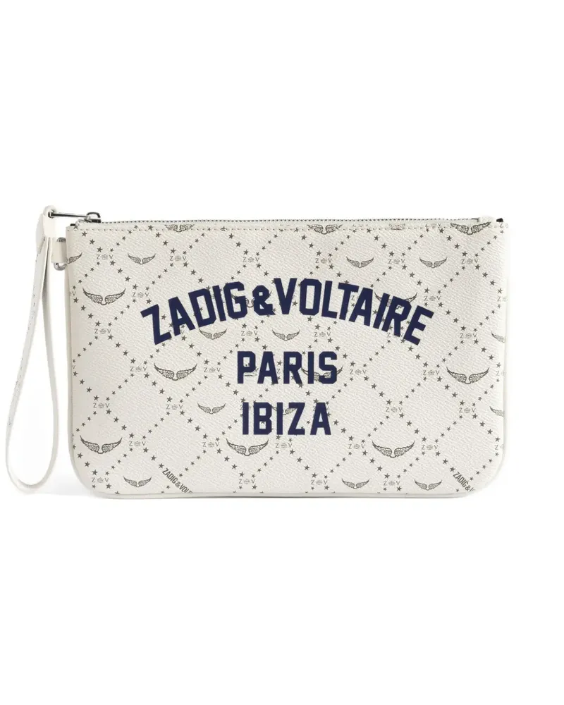 Zadig & Voltaire logo-print zip clutch bag - Nude Nude