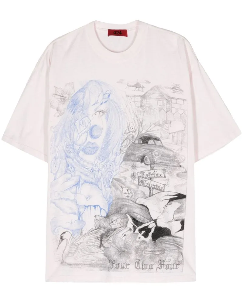FourTwoFour on Fairfax Valentina Grave T-Shirt - Rosa Rosa