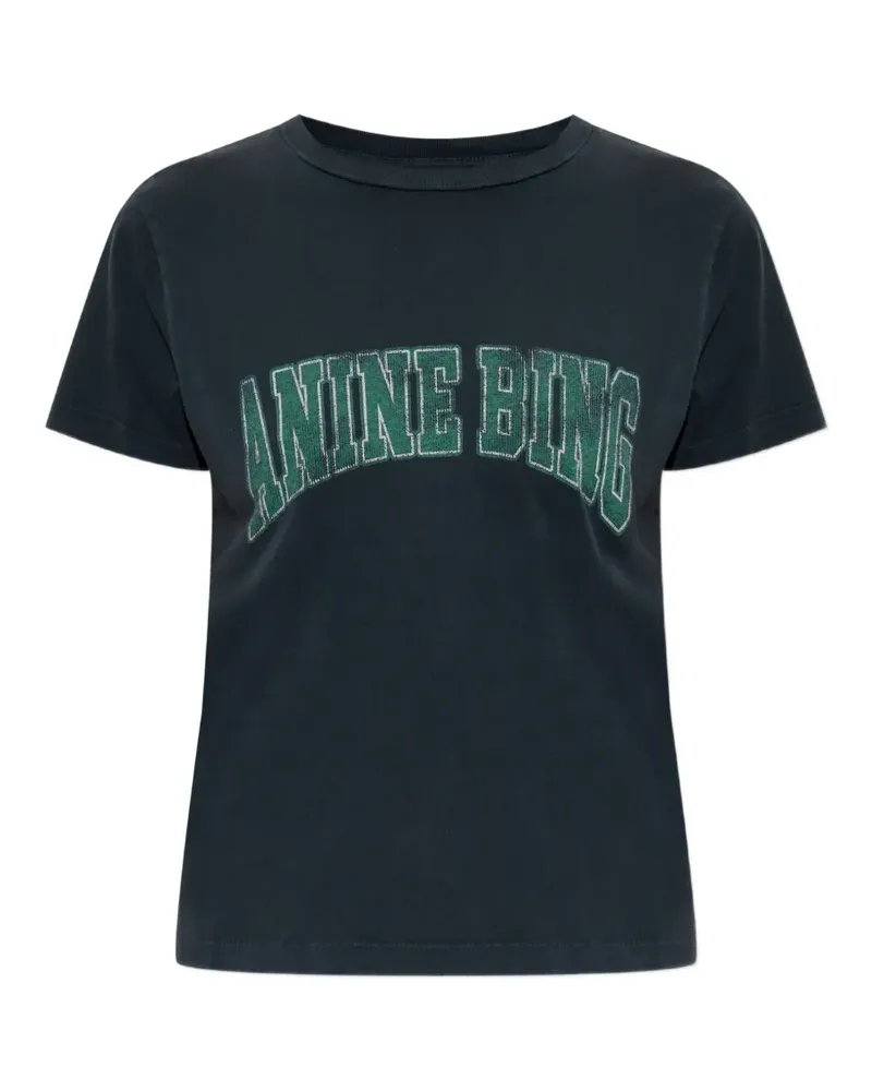 Anine Bing Shelley T-Shirt aus Baumwolle mit Logo-Print - Schwarz Schwarz