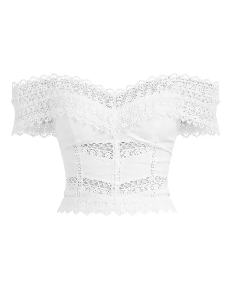 Charo Ruiz Elisette Oberteil mit Spitzendetail - Weiß Weiß