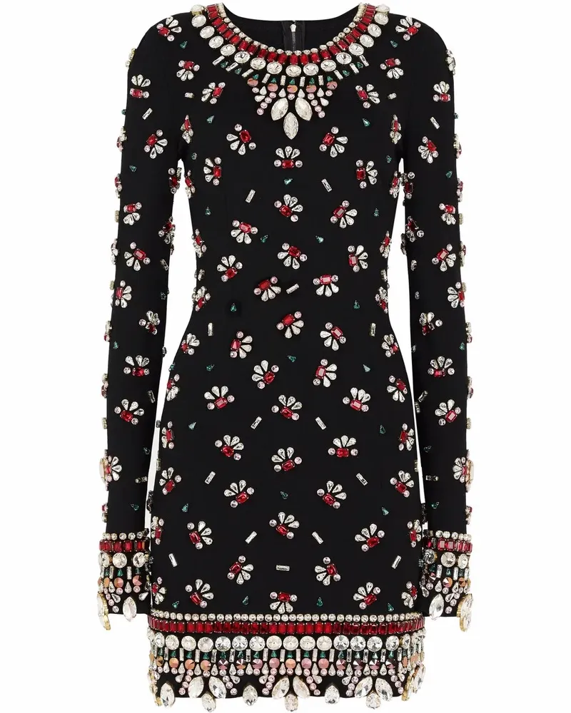 Dolce & Gabbana Verzietrtes Minikleid mit langen Ärmeln - Schwarz Schwarz