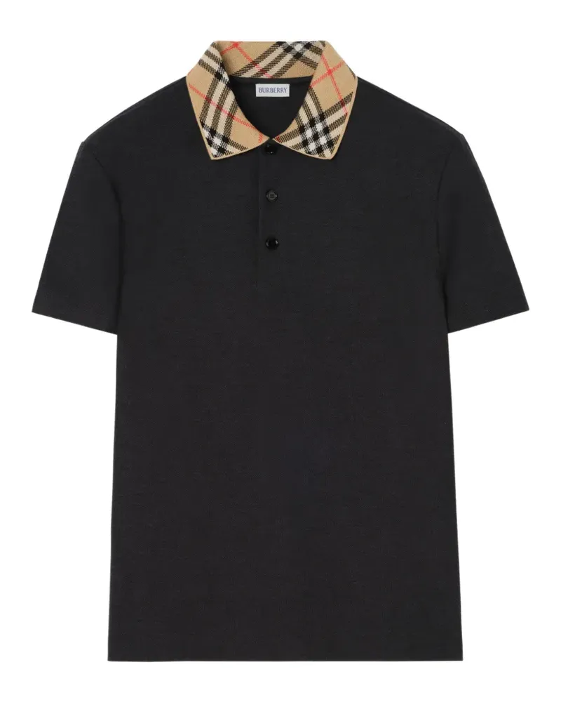 Burberry Poloshirt mit kariertem Kragen - Schwarz Schwarz