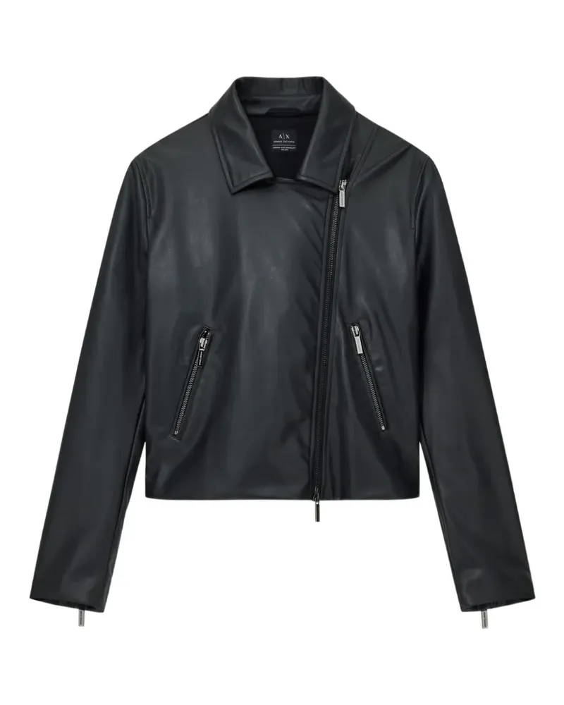 Emporio Armani grained-texture zip-fastening jacket - Schwarz Schwarz