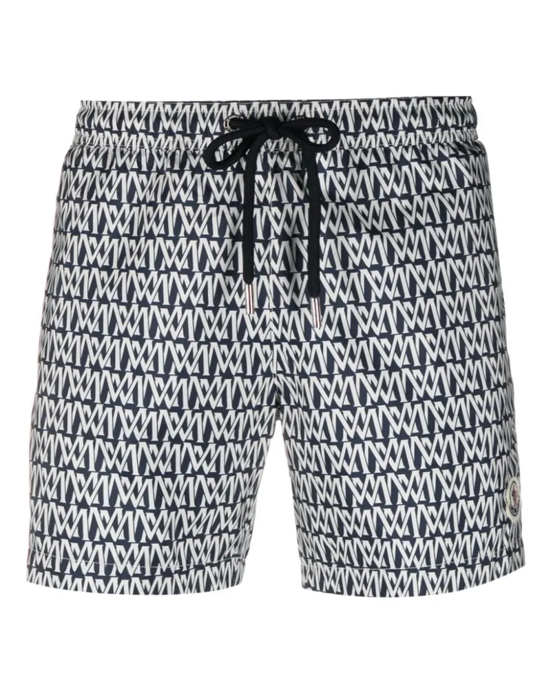 Moncler Badeshorts mit Monogramm-Print - Blau Blau