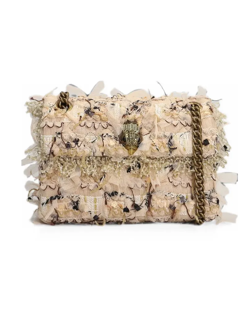 Kurt Geiger Kensington bead-embellished tweed shoulder bag - Nude Nude