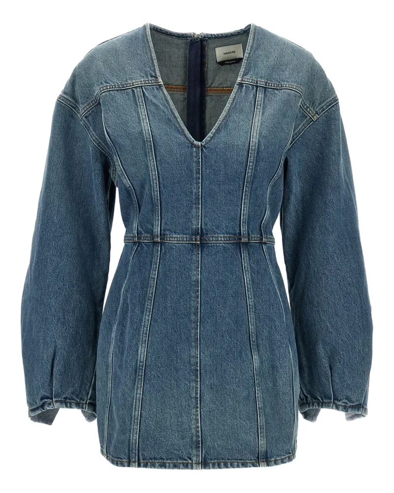 Haikure Jeanskleid mit V-Ausschnitt - Blau Blau