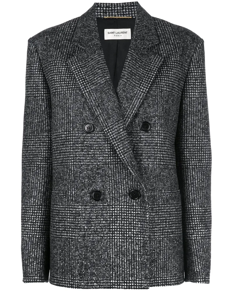 Saint Laurent Doppelreihiger Tweed-Blazer - Grau Grau