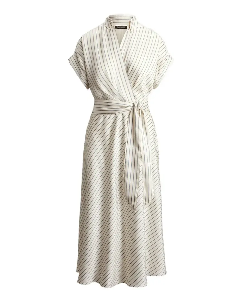 Ralph Lauren stripe-pattern wrap-style dress - Nude Nude