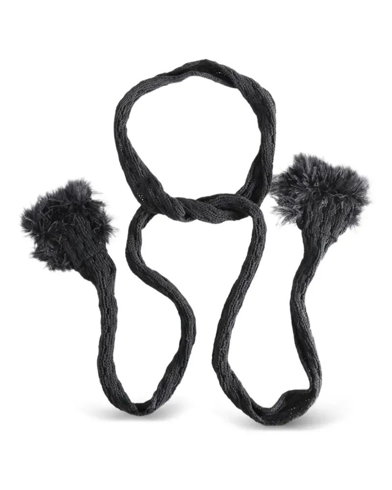 Ann Demeulemeester cable-knit pom-pom scarf - Schwarz Schwarz