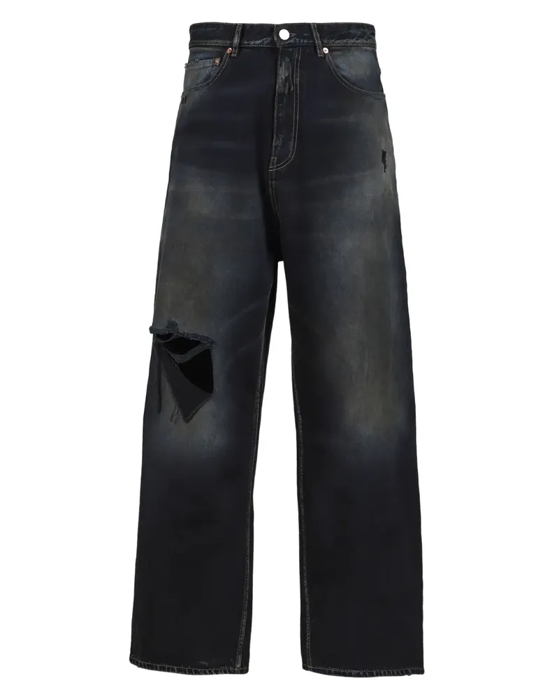 VETEMENTS Weite Hose in Distressed-Optik - Schwarz Schwarz