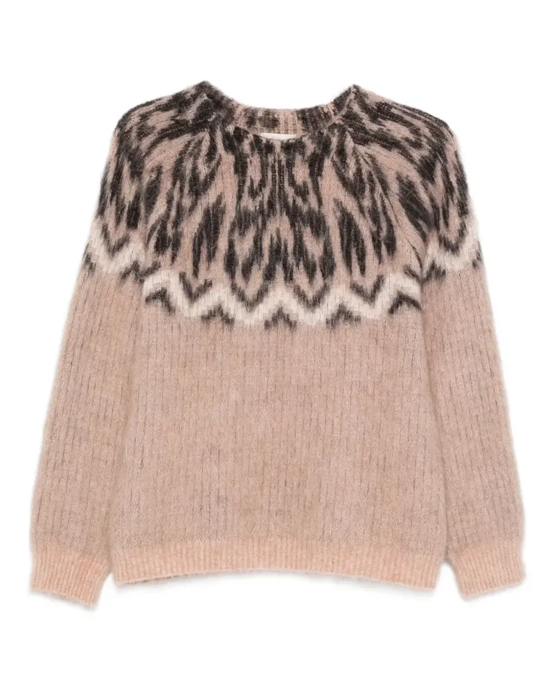 forte_forte Pullover mit Fairisle-Muster - Nude Nude