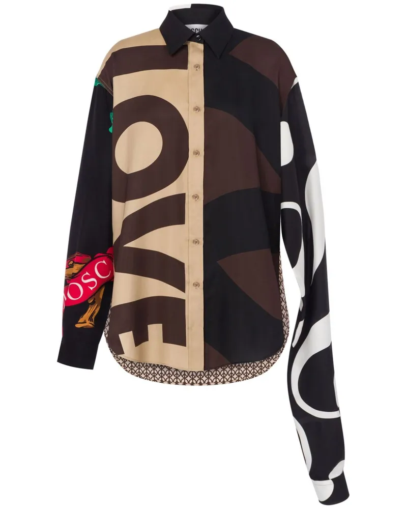 Moschino Asymmetrisches Hemd in Colour-Block-Optik - Braun Braun