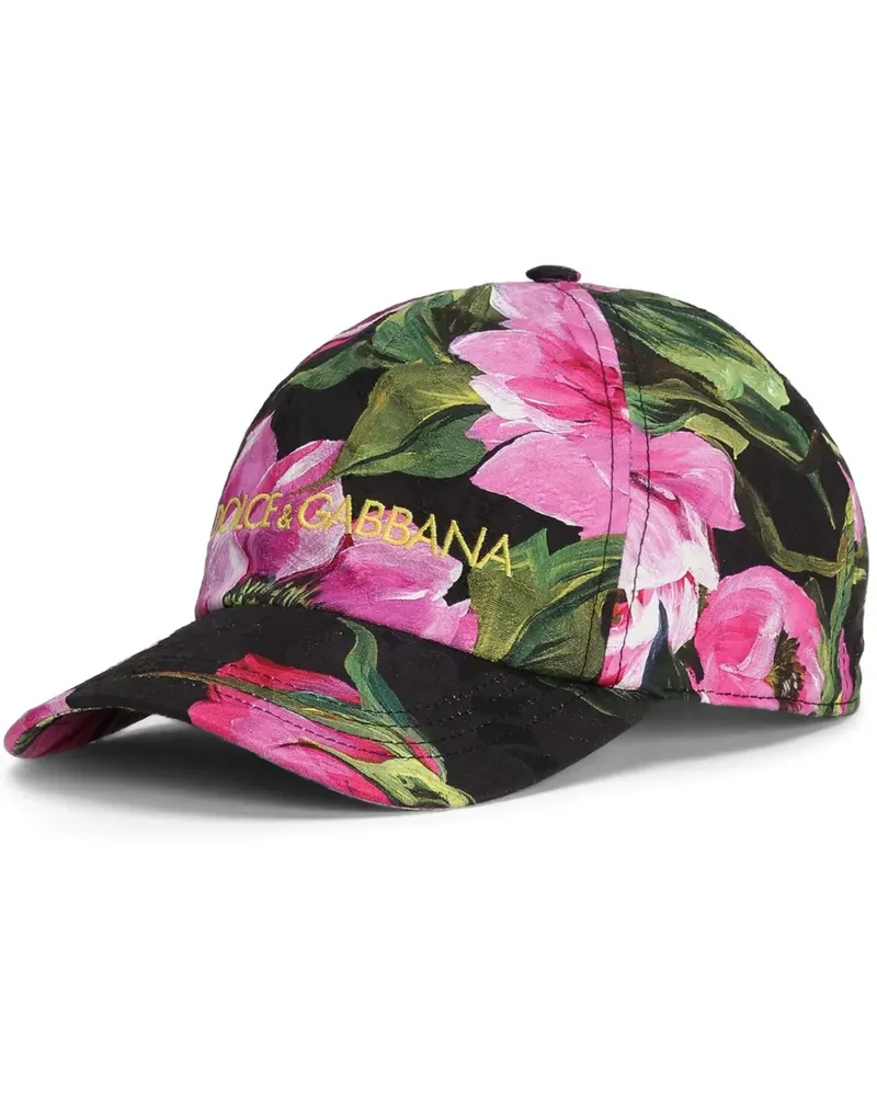 Dolce & Gabbana Baseballkappe mit Peonie-Print - Schwarz Schwarz