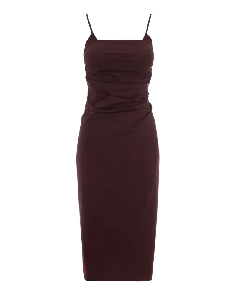 Patrizia Pepe midi ruched spaghetti-strap dress - Braun Braun