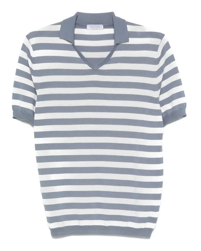 Gran Sasso Gestreiftes T-Shirt mit Polokragen - Grau Grau