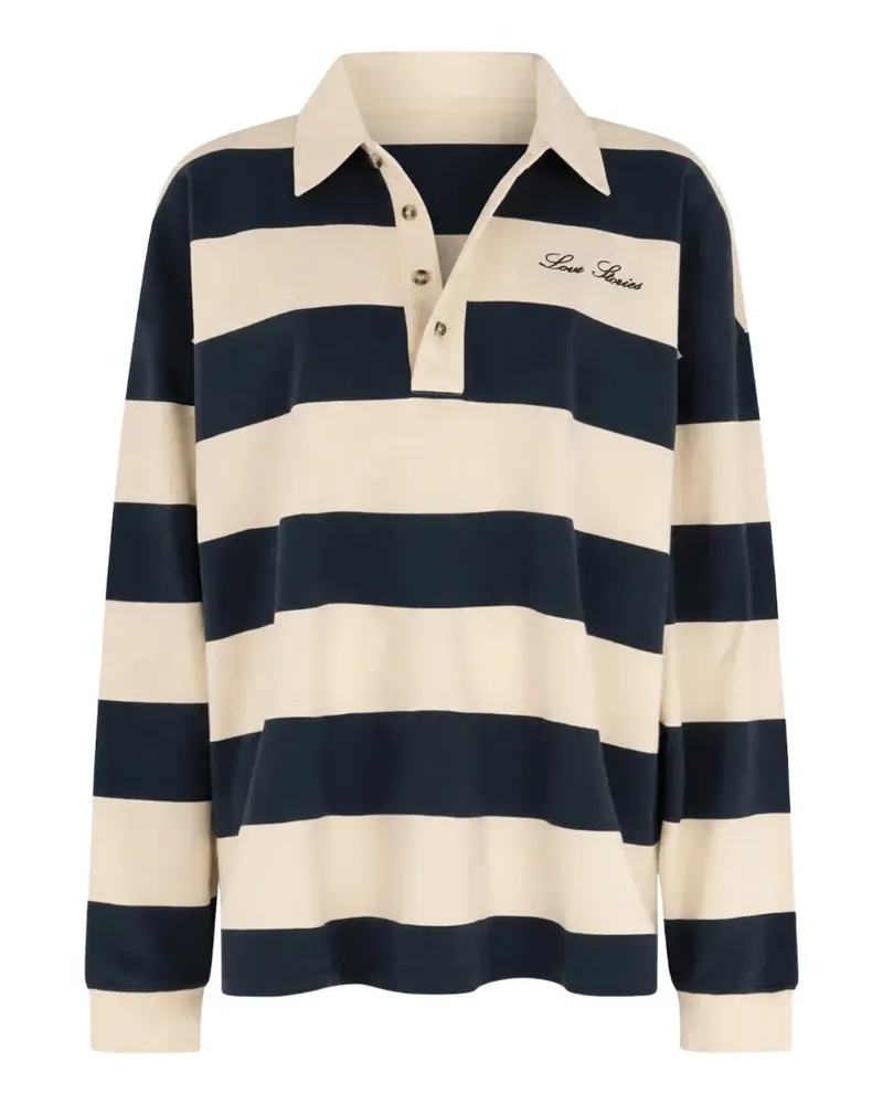 LOVE Stories striped long-sleeve polo shirt - Blau Blau