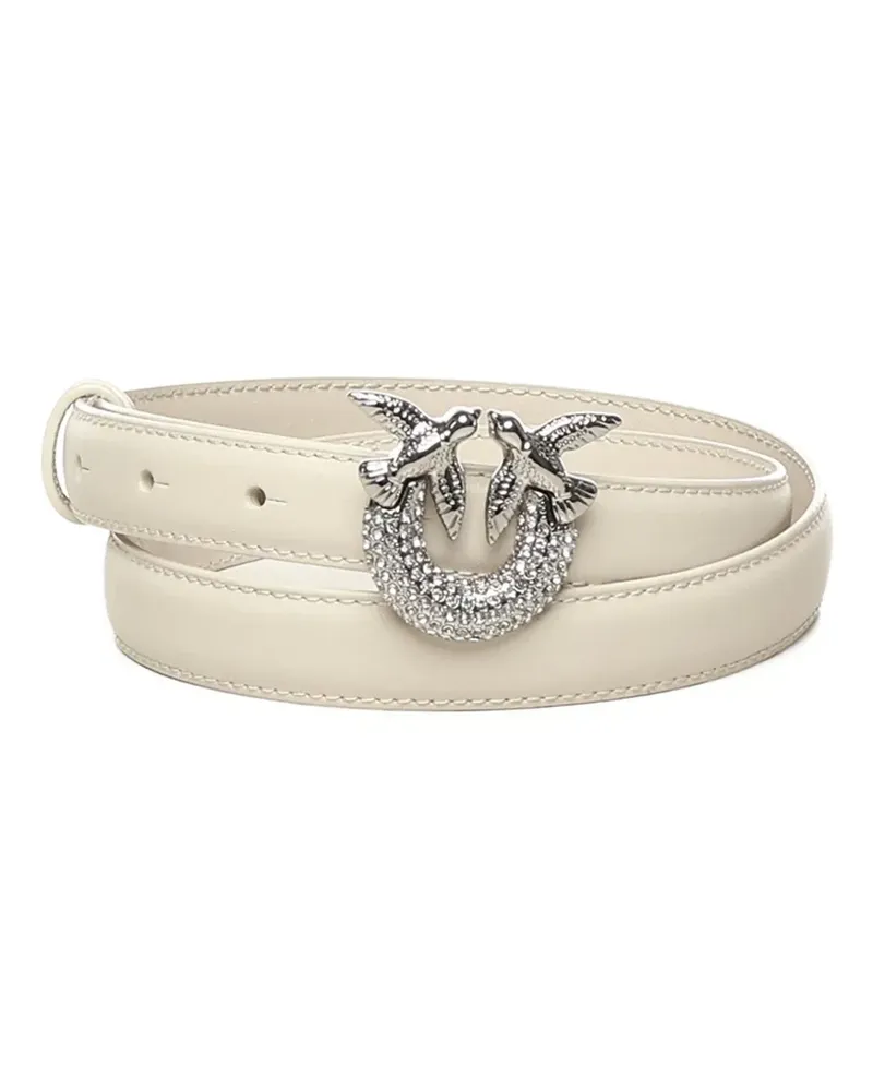 Pinko logo-buckle leather belt - Nude Nude