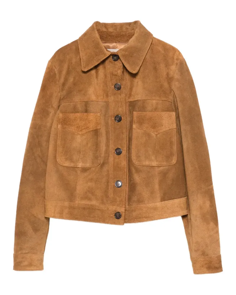 Blanca Lederjacke mit geknöpften Taschen - Braun Braun