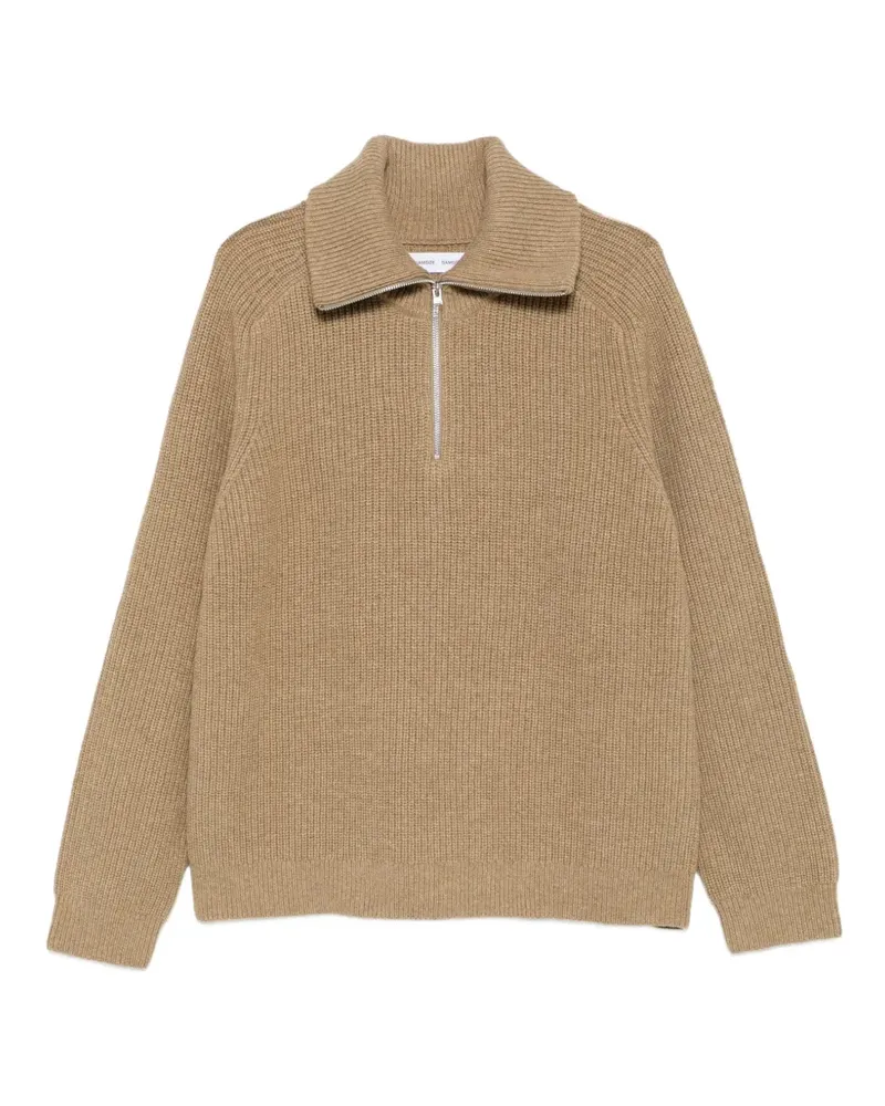 Samsøe & Samsøe Gerippter Sarick Pullover mit kurzem Reißverschluss - Grau Grau