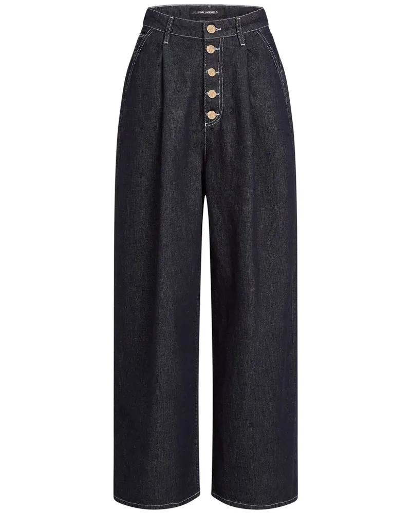Karl Lagerfeld Geknöpfte Wide-Leg-Jeans - Blau Blau
