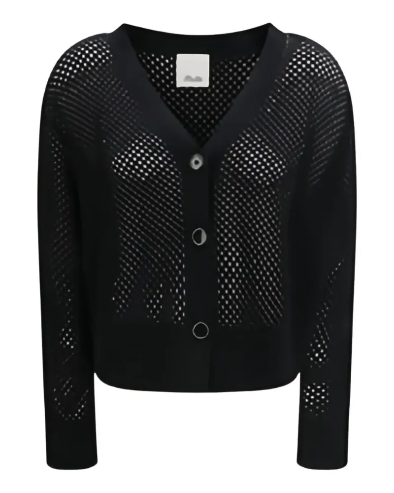 ALLUDE button mesh V-neck cardigan - Schwarz Schwarz