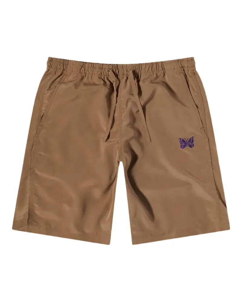 NEEDLES embroidered-logo drawstring shorts - Nude Nude