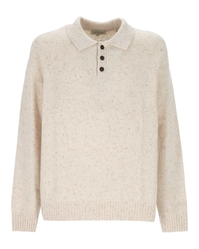 MC2 Saint Barth Alfie Donegal-knit long-sleeve polo shirt - Nude Nude