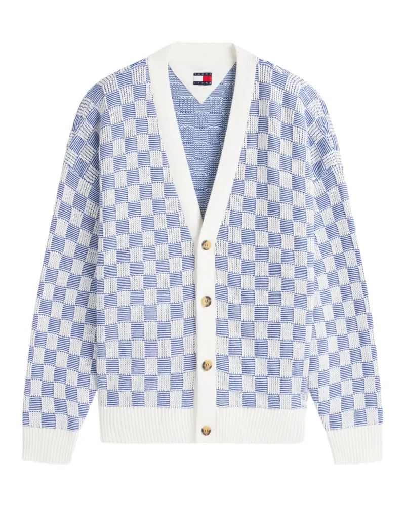 Tommy Hilfiger Tommy Badge checkerboard-knit cotton cardigan - Weiß Weiß