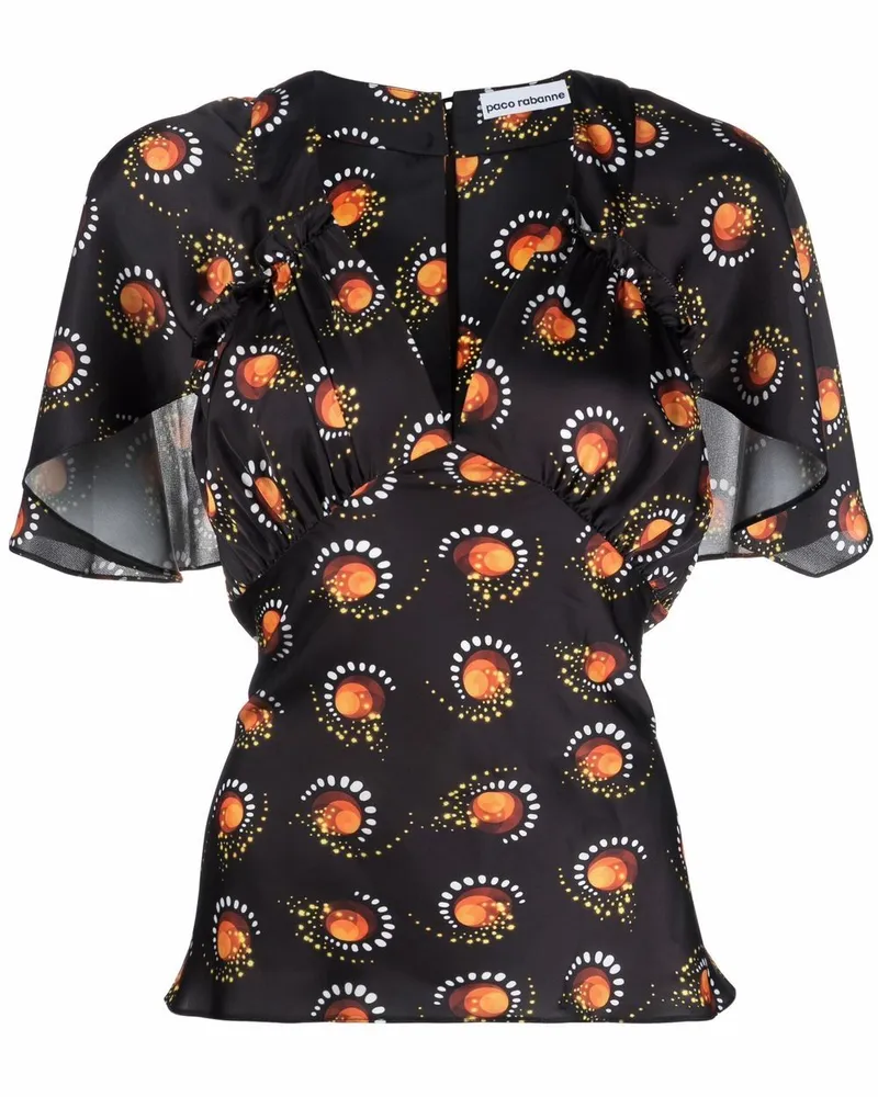 Paco Rabanne Oberteil mit Print - Schwarz Schwarz