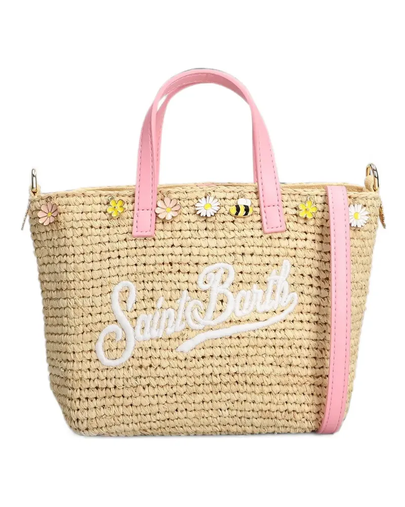 MC2 Saint Barth mini Raffia City floral-embellished tote bag - Nude Nude