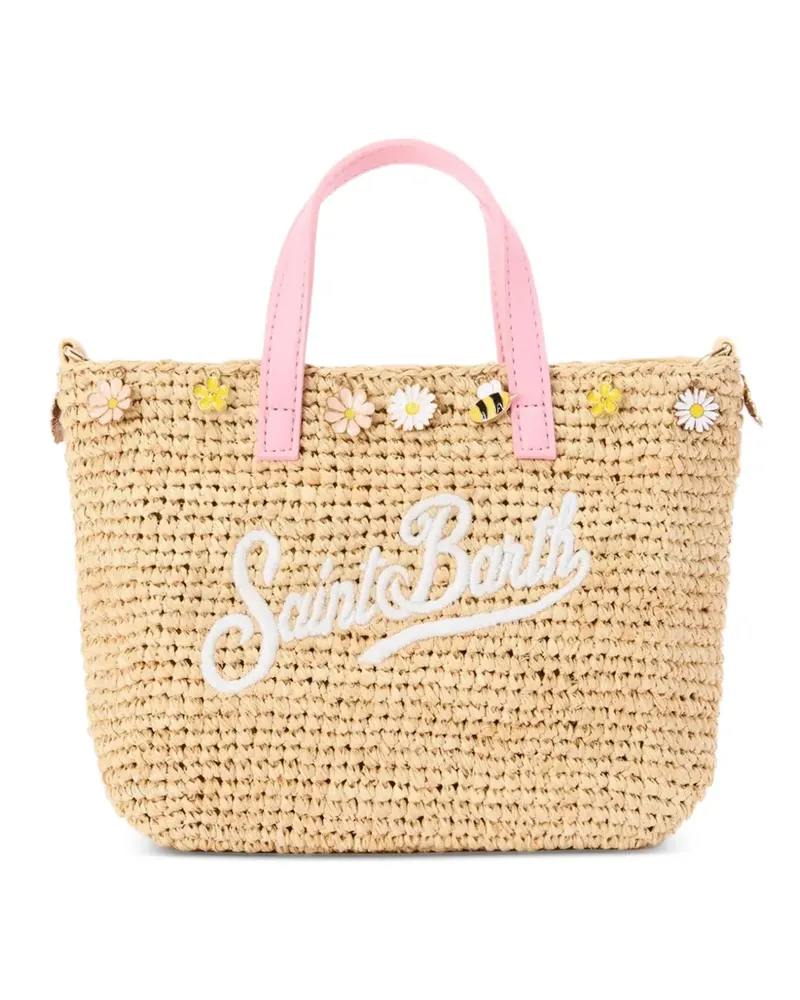 MC2 Saint Barth Mini Raffia City Tote Bag mit Blumenverzierung - Nude Nude