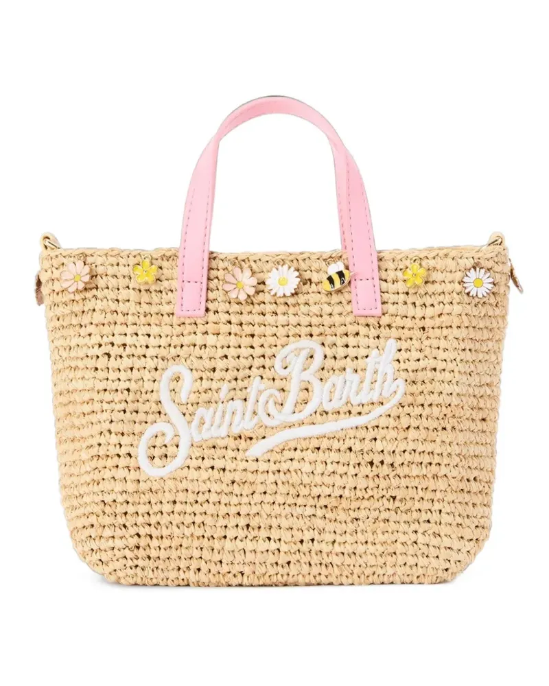 MC2 Saint Barth Mini Raffia City Tote Bag mit Blumenverzierung - Nude Nude