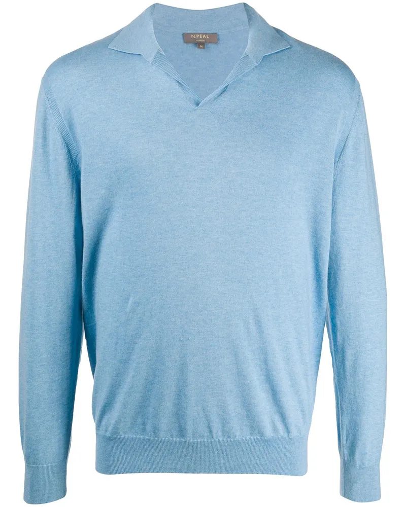 N.Peal fine knit polo top - Blau Blau