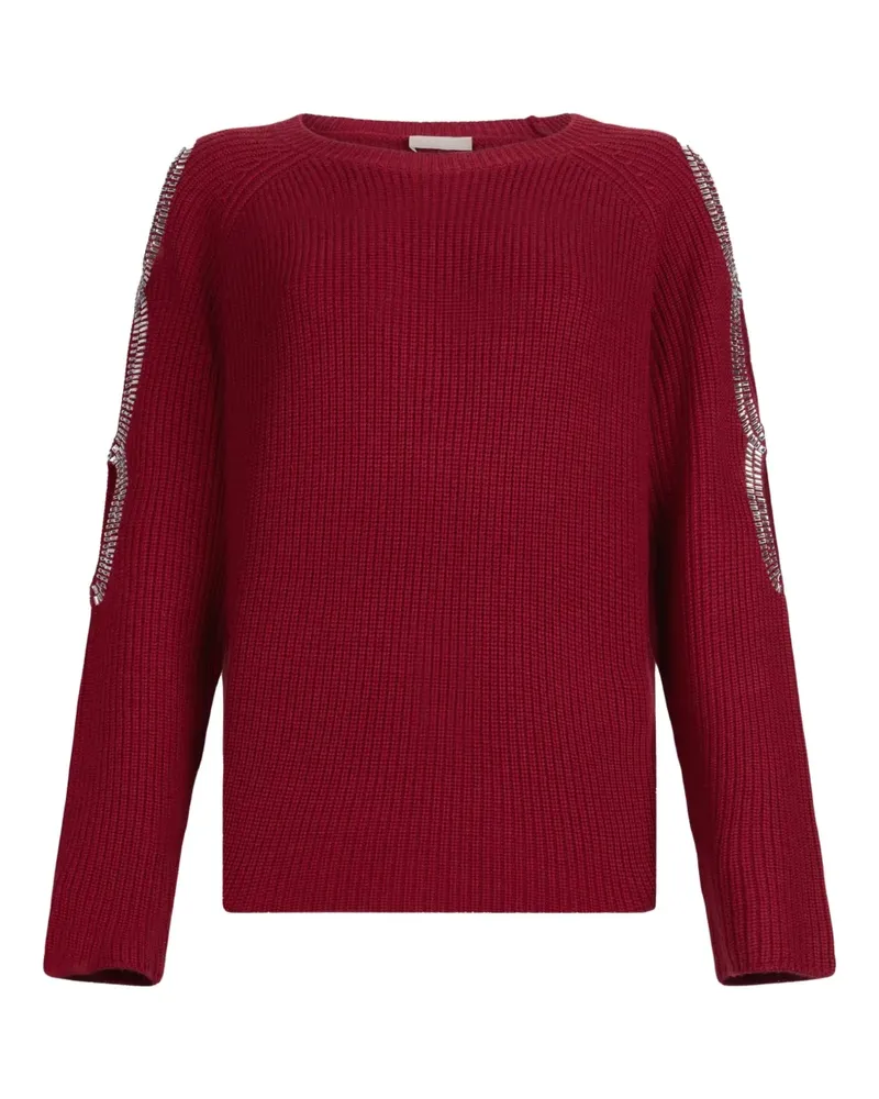 Liu Jo Pullover with bejewelled cut-out - Rot Rot