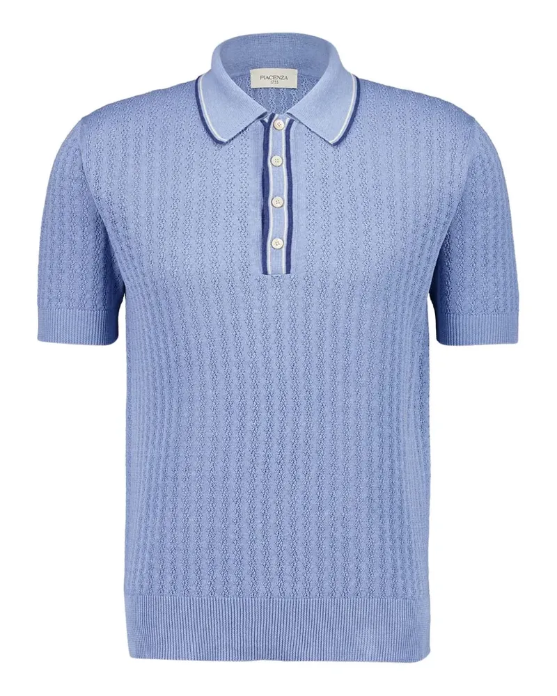 Piacenza Cashmere Gestricktes Poloshirt - Blau Blau