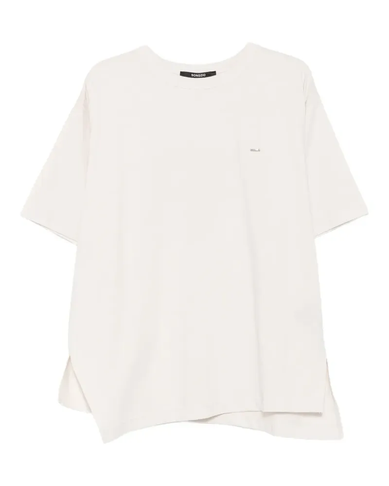SONGZIO asymmetric-hem side-slit T-shirt - Nude Nude