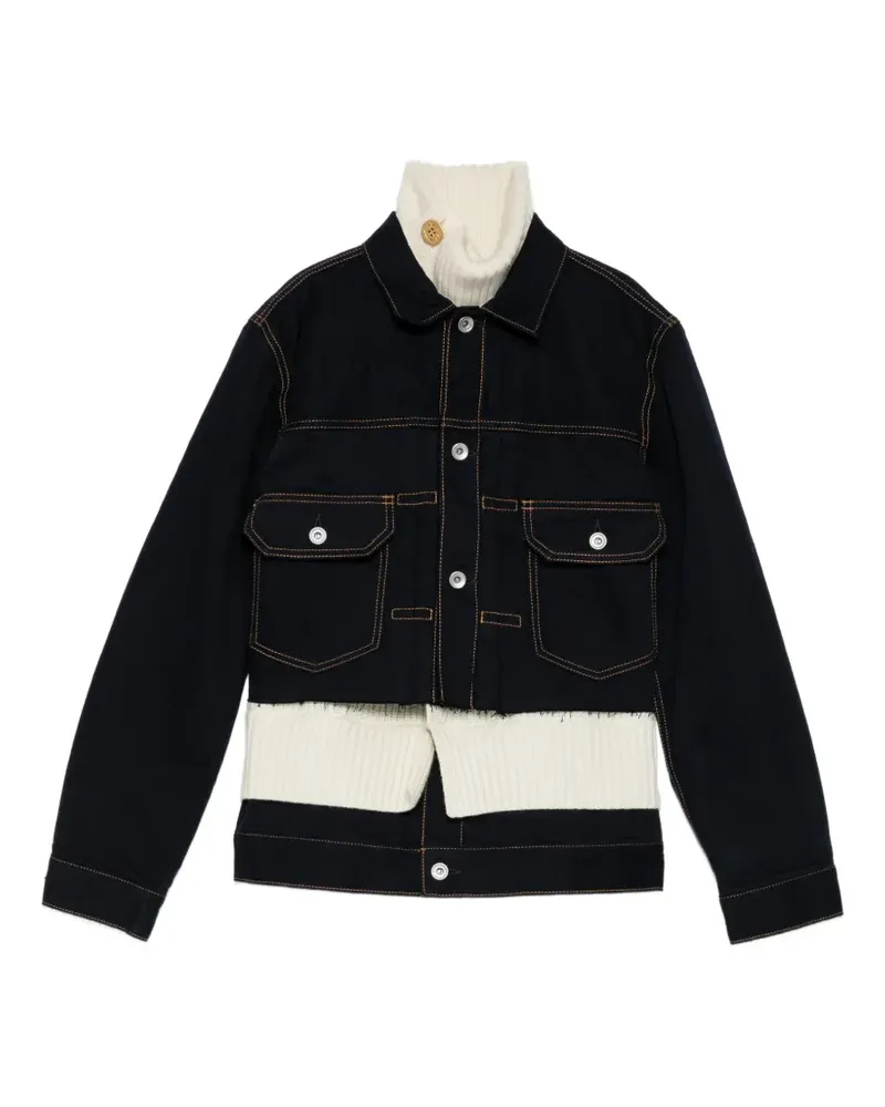 Sacai Jeansjacke im Layering-Look - Blau Blau