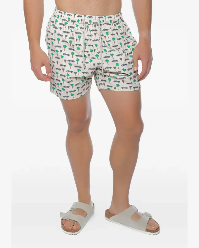MC2 Saint Barth palm tree-print drawstring swim shorts - Nude Nude