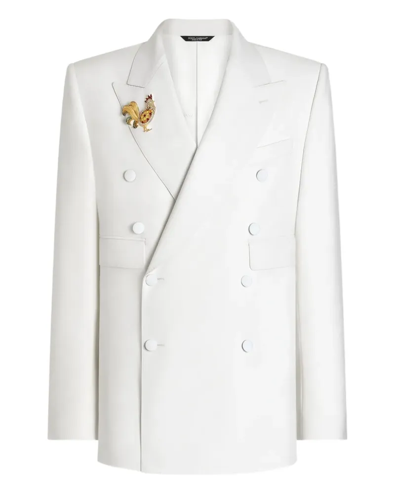 Dolce & Gabbana Doppelreihige Jacke mit Brosche - Weiß Weiß
