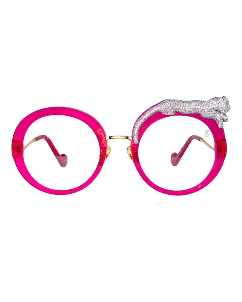 Anna-Karin Karlsson Rose Et La Roue embellished round-frame glasses - Rosa Rosa