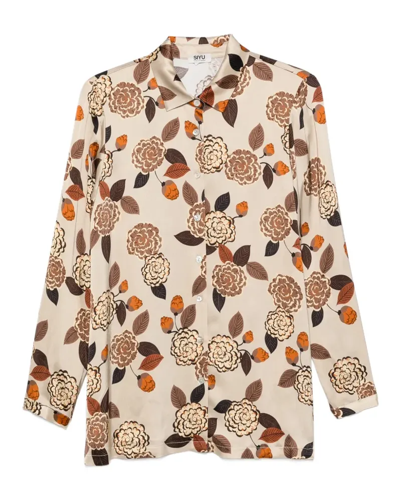 SIYU floral-print long-sleeve shirt - Nude Nude